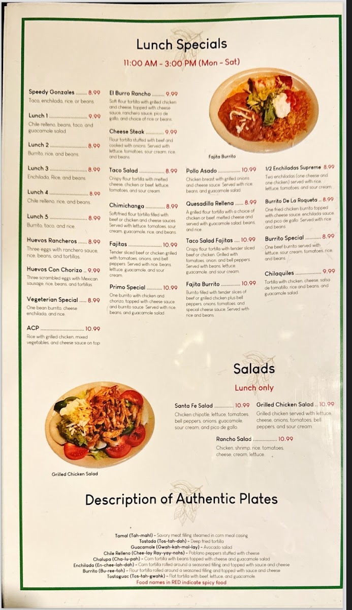 Menu Mi Rancho - Mexican Restaurant-2