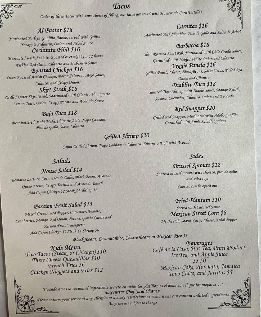 Menu Mi Sueño Upscale Mexican Cuisine & Cocktails-10