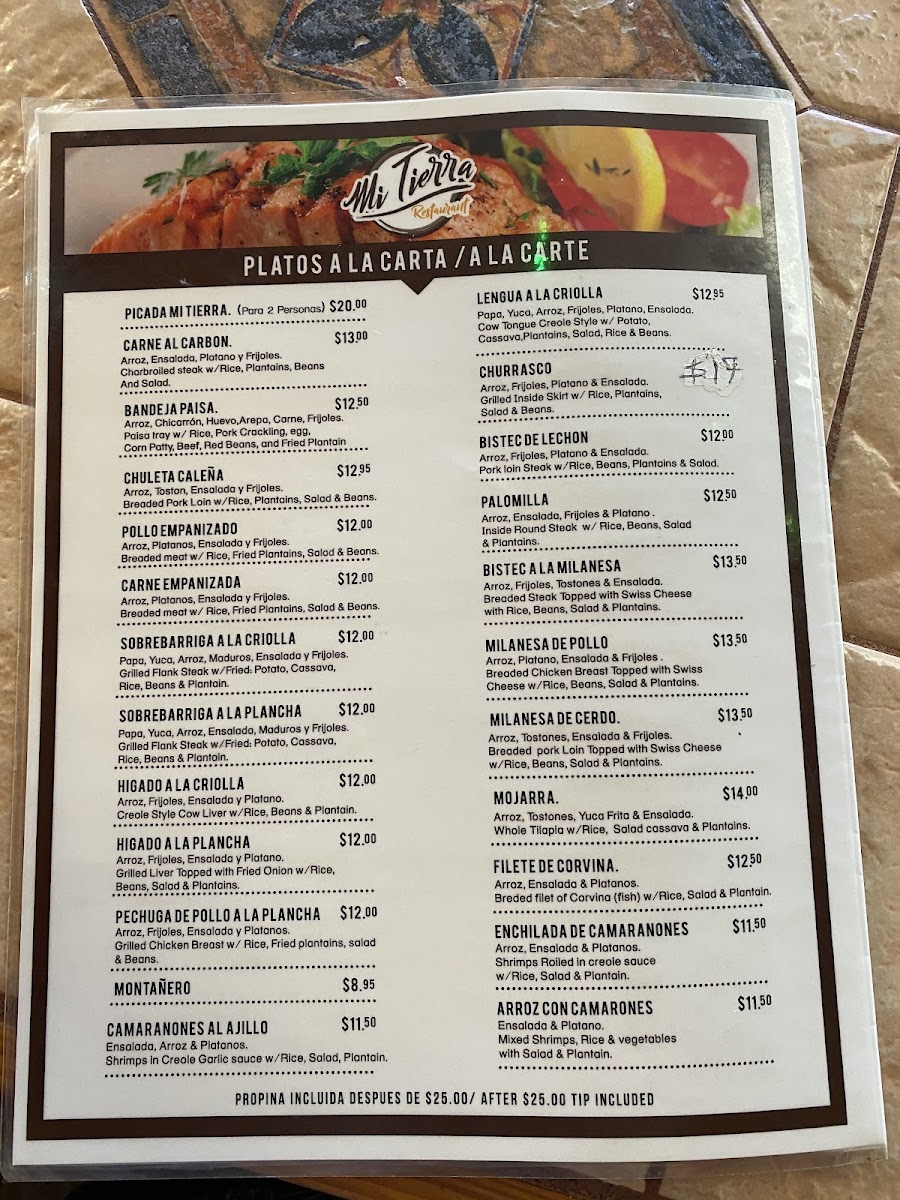 Menu Mi Tierra Restaurant-1