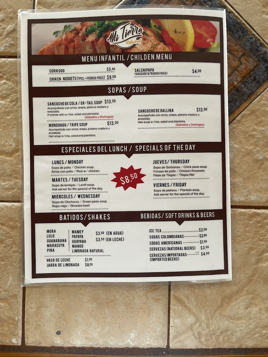 Menu Mi Tierra Restaurant-2