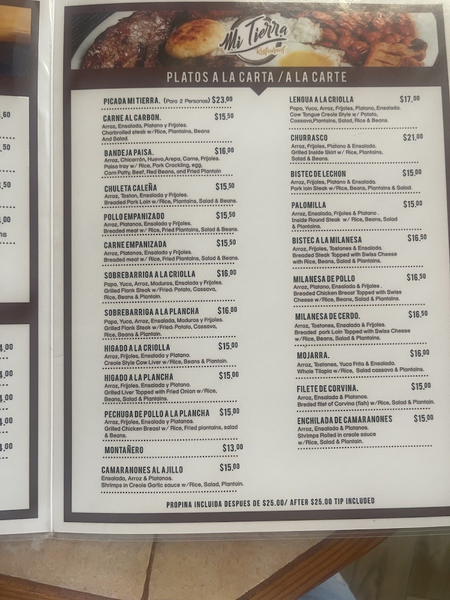 Menu Mi Tierra Restaurant-5