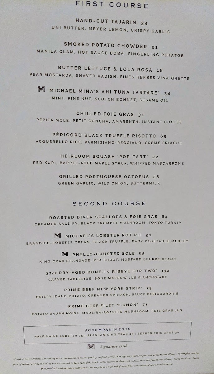 Menu Michael Mina-8