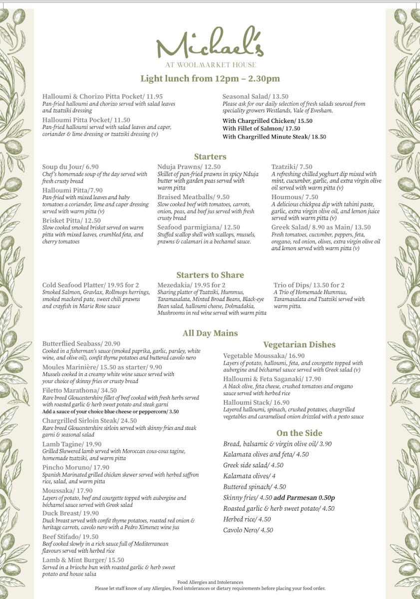 Menu Michael's Mediterranean Restaurant-1