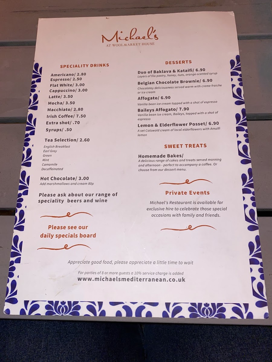 Menu Michael's Mediterranean Restaurant-7