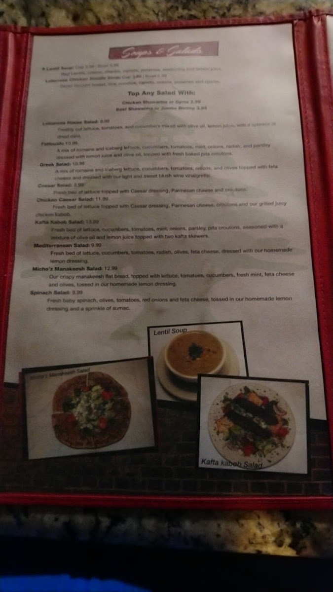 Menu Micho'z Fresh Lebanese Grill-6