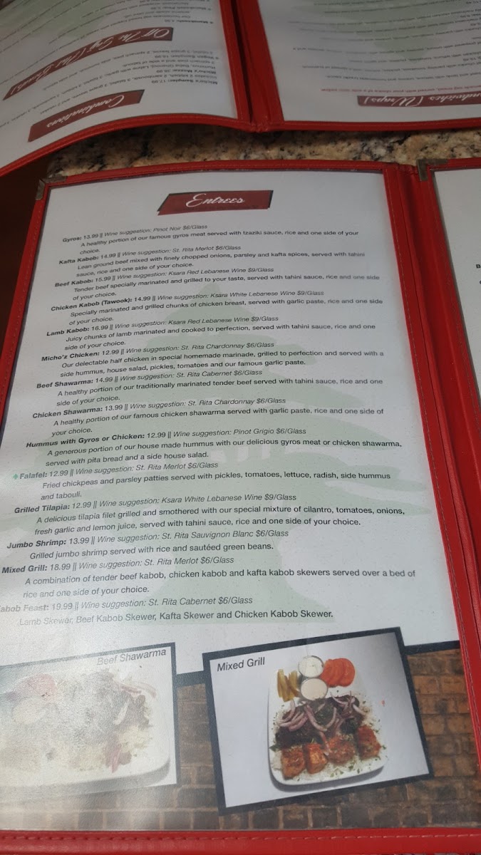 Menu Micho'z Fresh Lebanese Grill-9