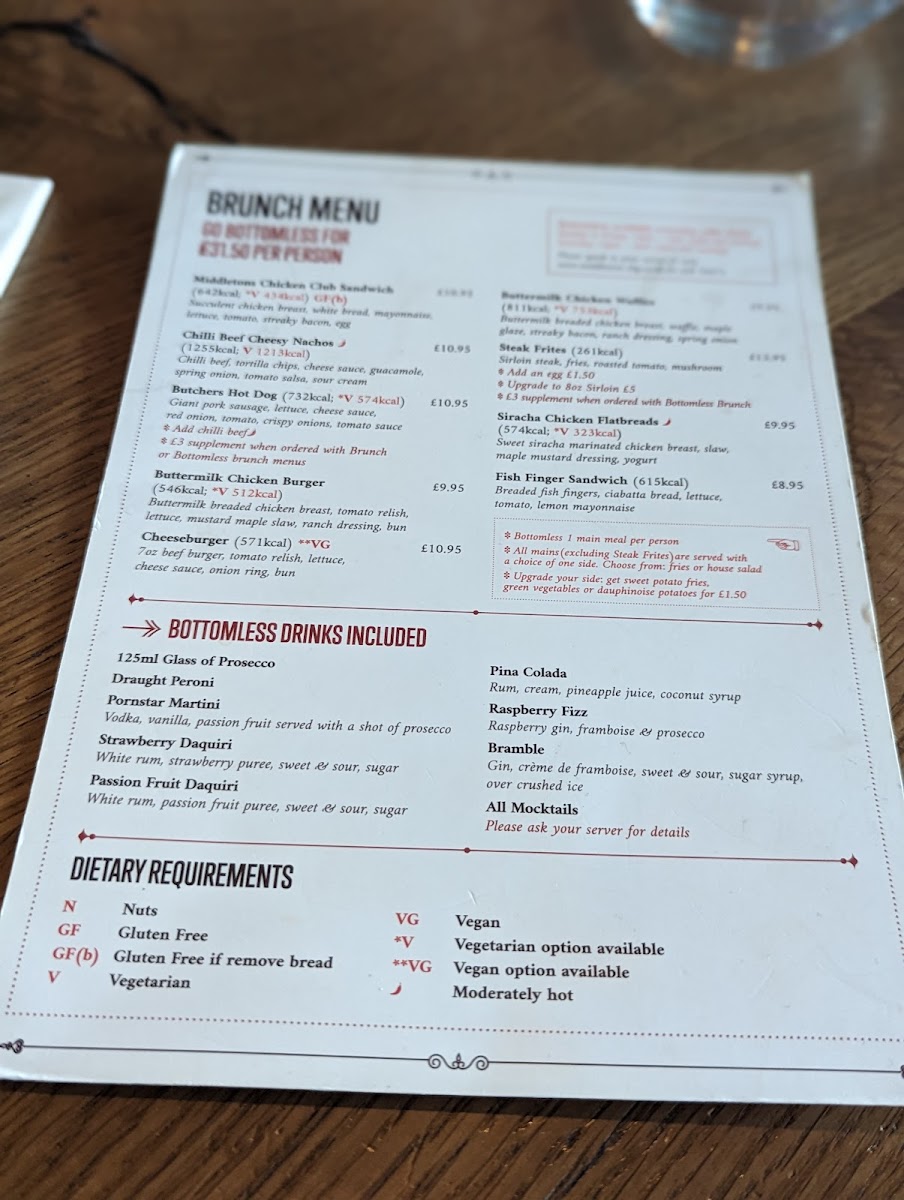 Menu Middletons Milton Keynes-3