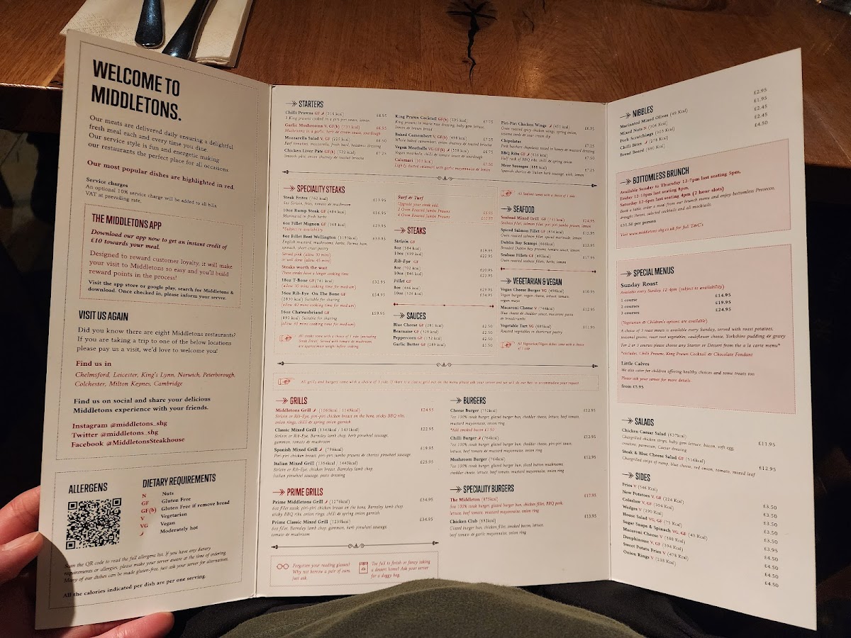 Menu Middletons Milton Keynes-5