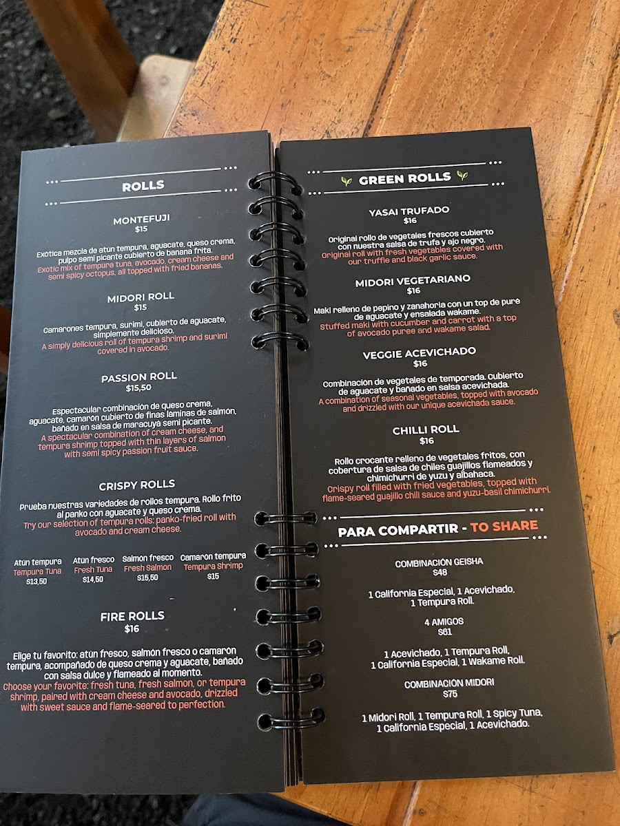 Menu Midori-1
