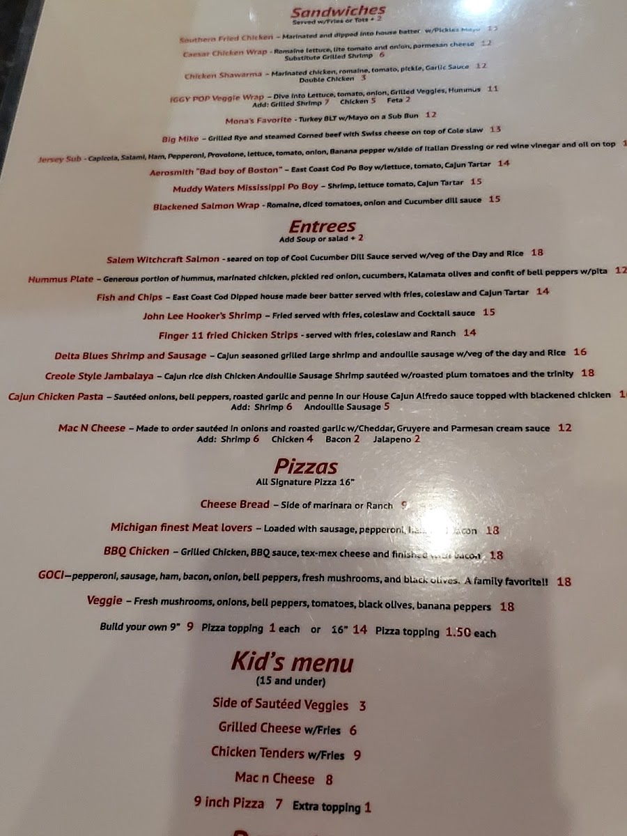 Menu Mike And Monas Bistro - Us12-1