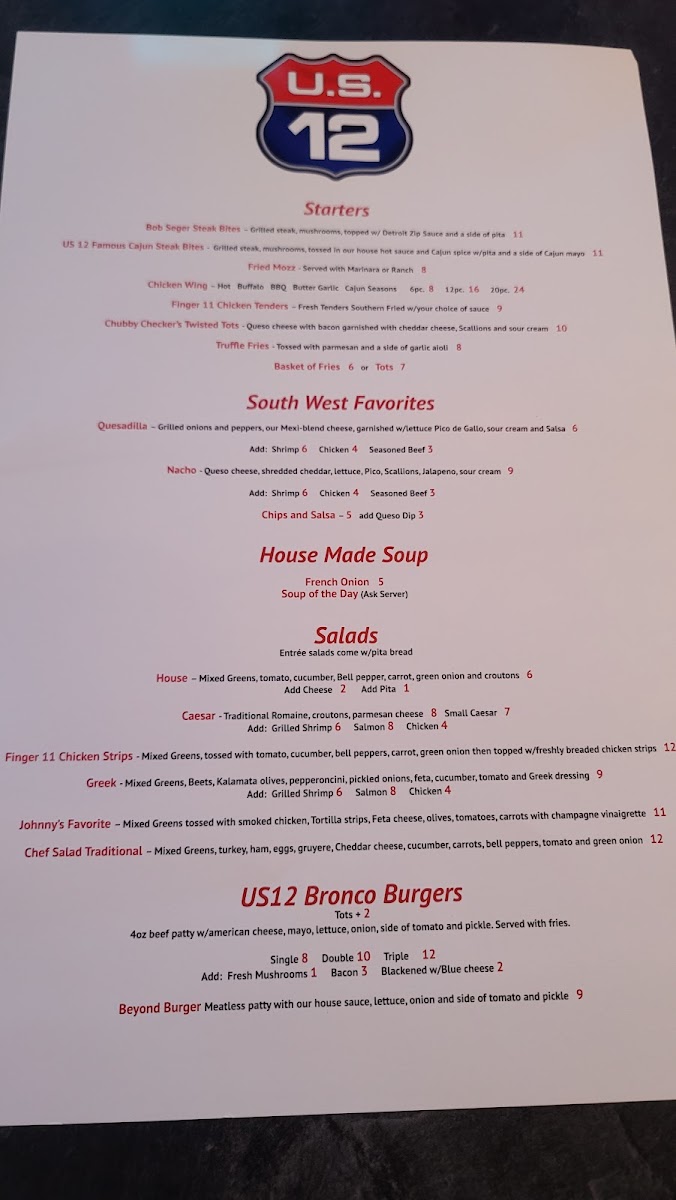 Menu Mike And Monas Bistro - Us12-3