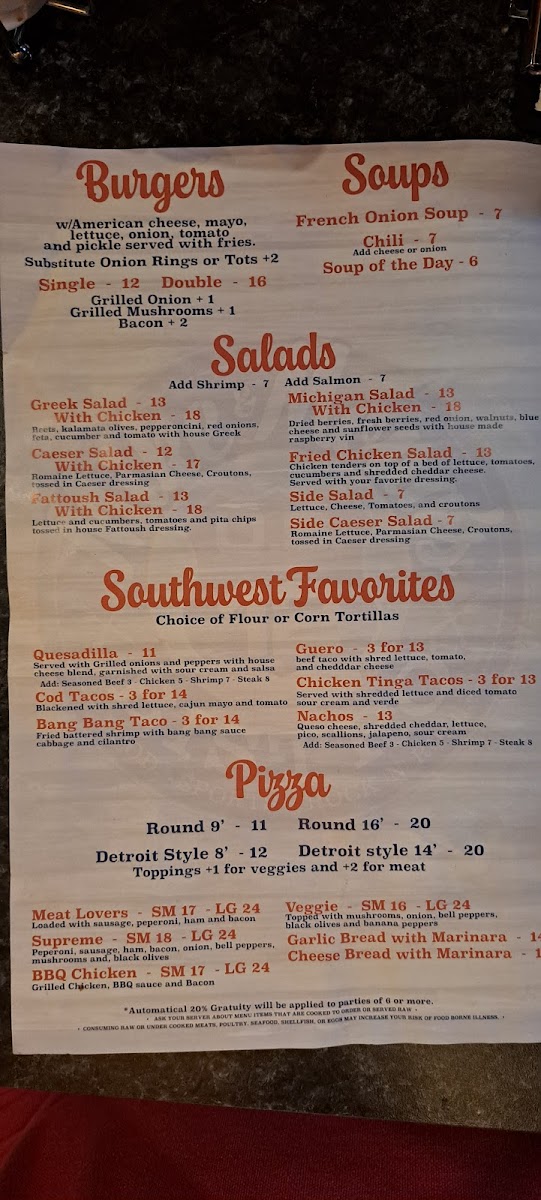 Menu Mike And Monas Bistro - Us12-4