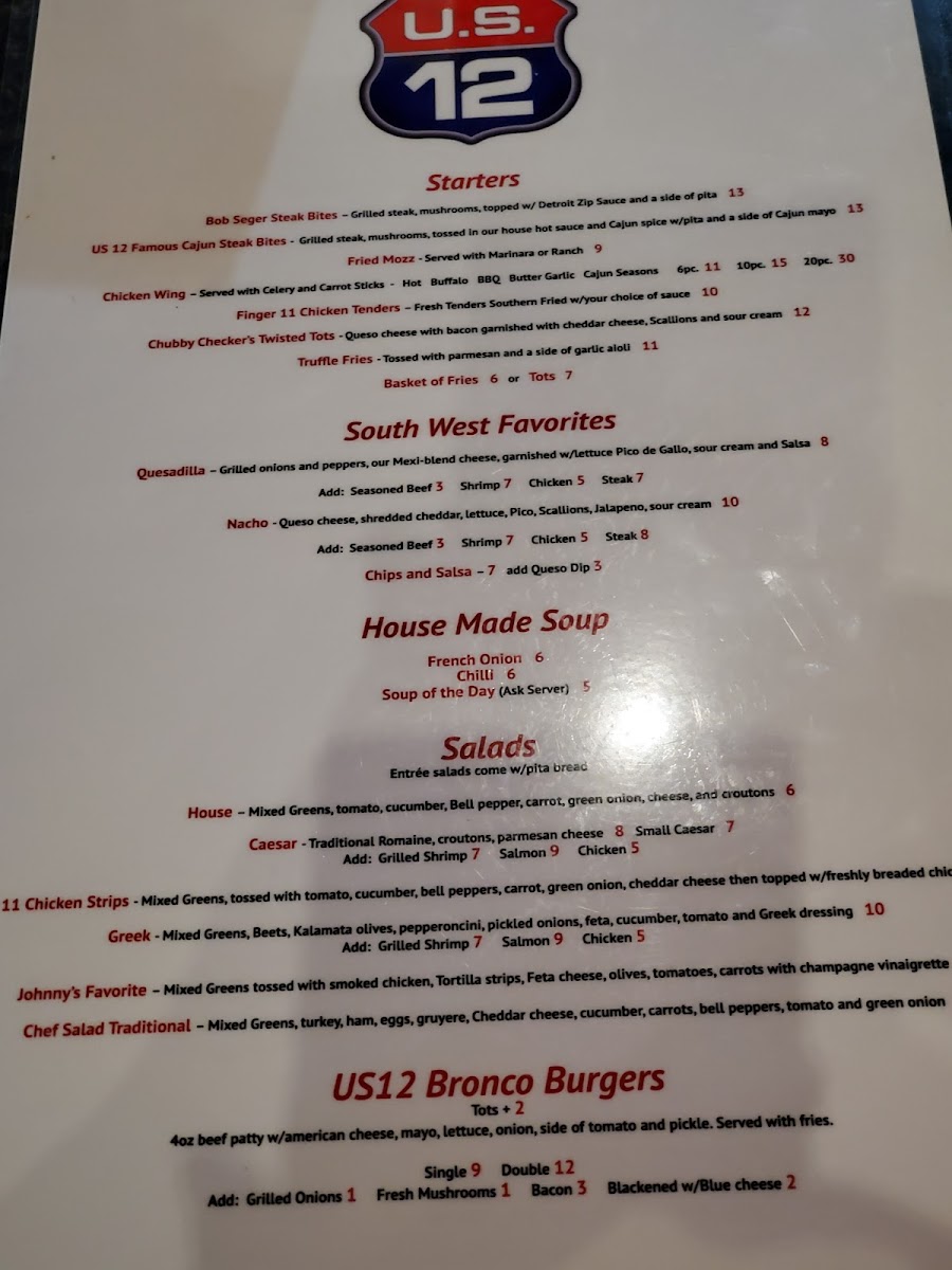 Menu Mike And Monas Bistro - Us12-5