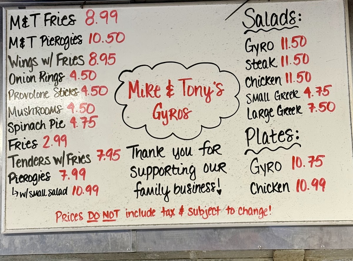 Menu Mike & Tony's Gyros-1