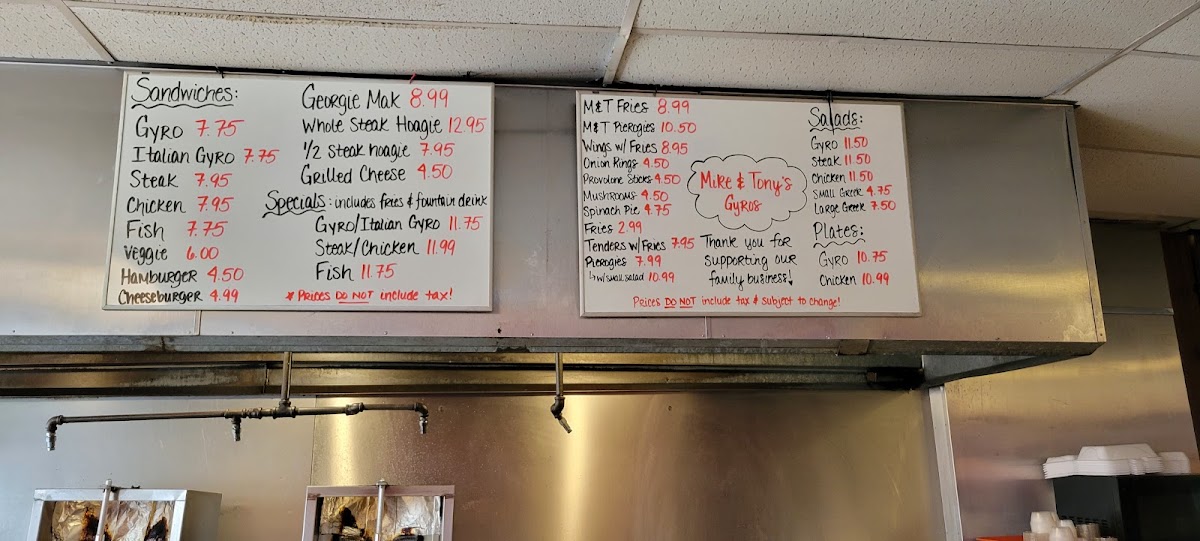 Menu Mike & Tony's Gyros-2