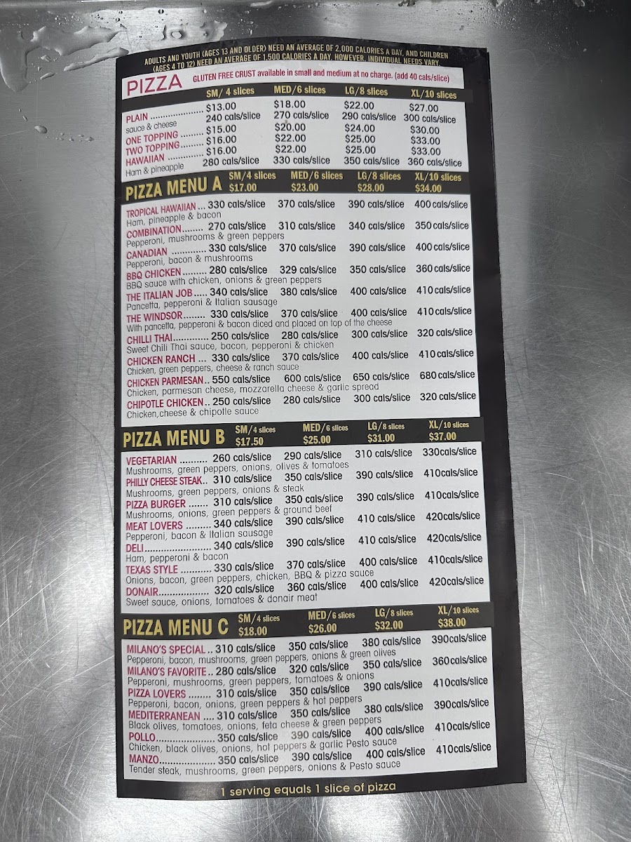 Menu Milano Pizza Ottawa - Bank Street-1