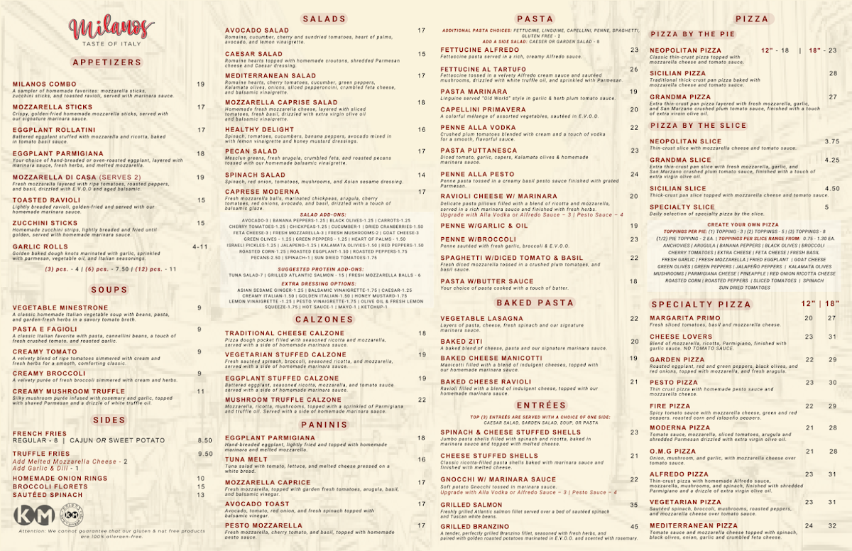 Menu Milano's Kosher Restaurant-2