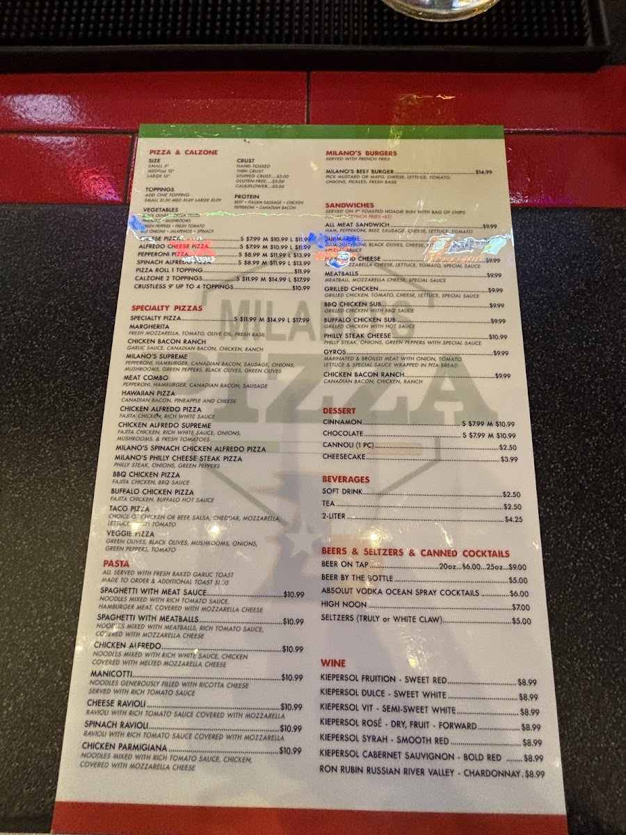 Menu Milano's Pizza Bullard Texas-1