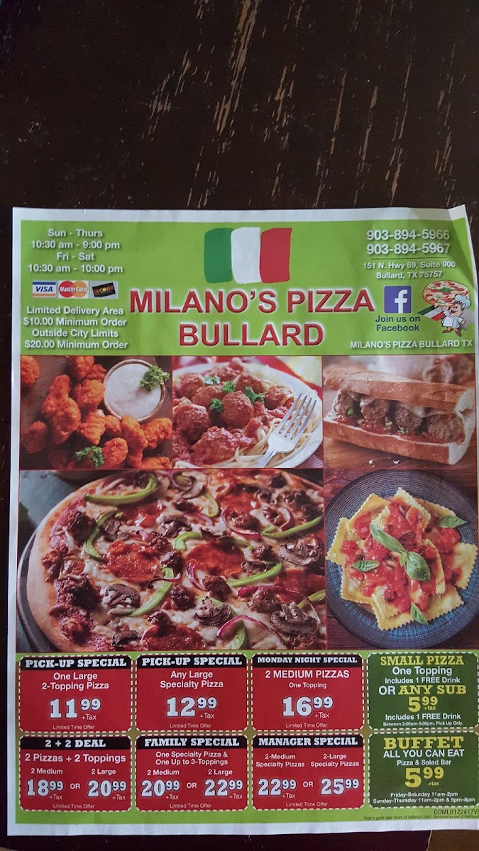 Menu Milano's Pizza Bullard Texas-5
