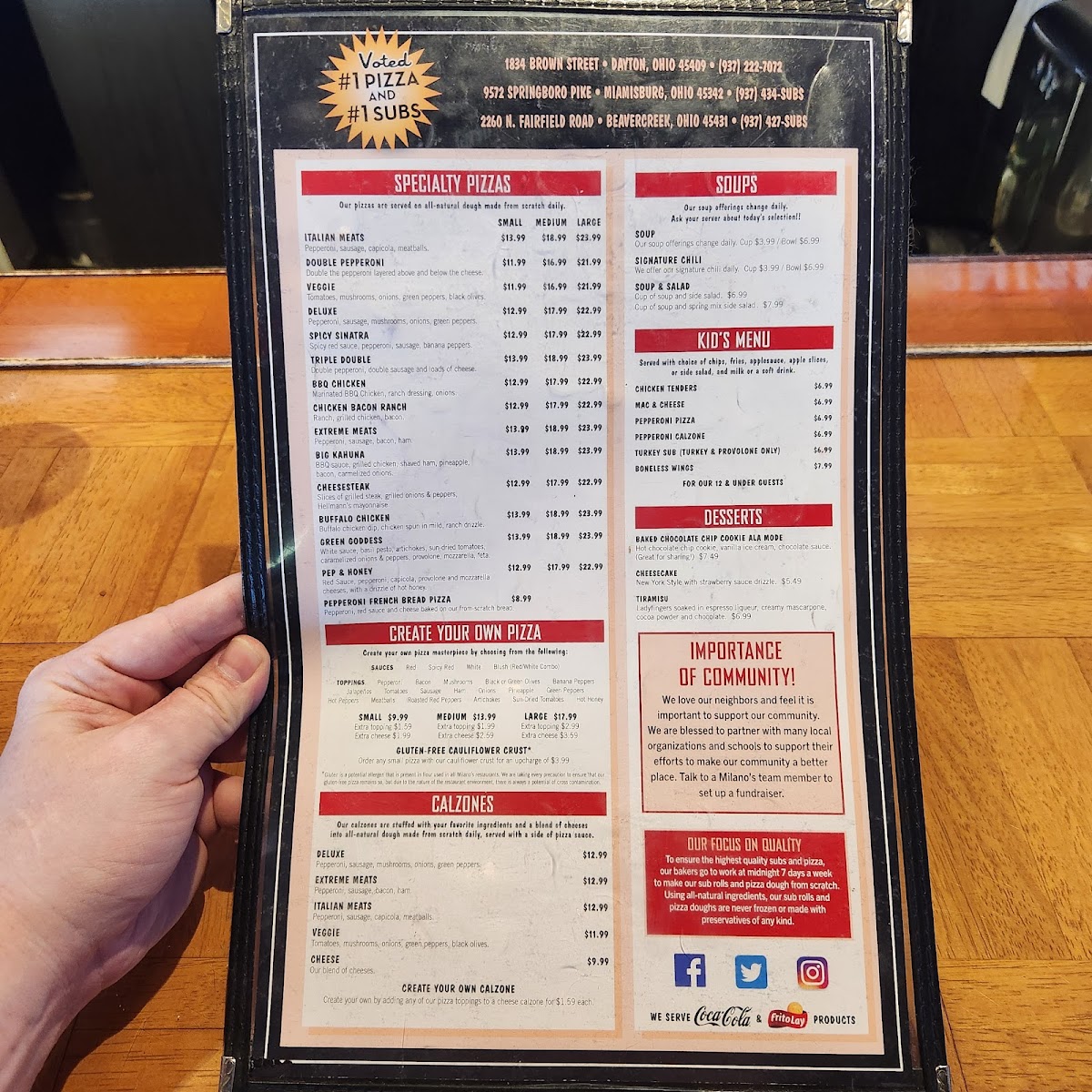Menu Milano's Pizza, Subs & Taps (Beavercreek)-2