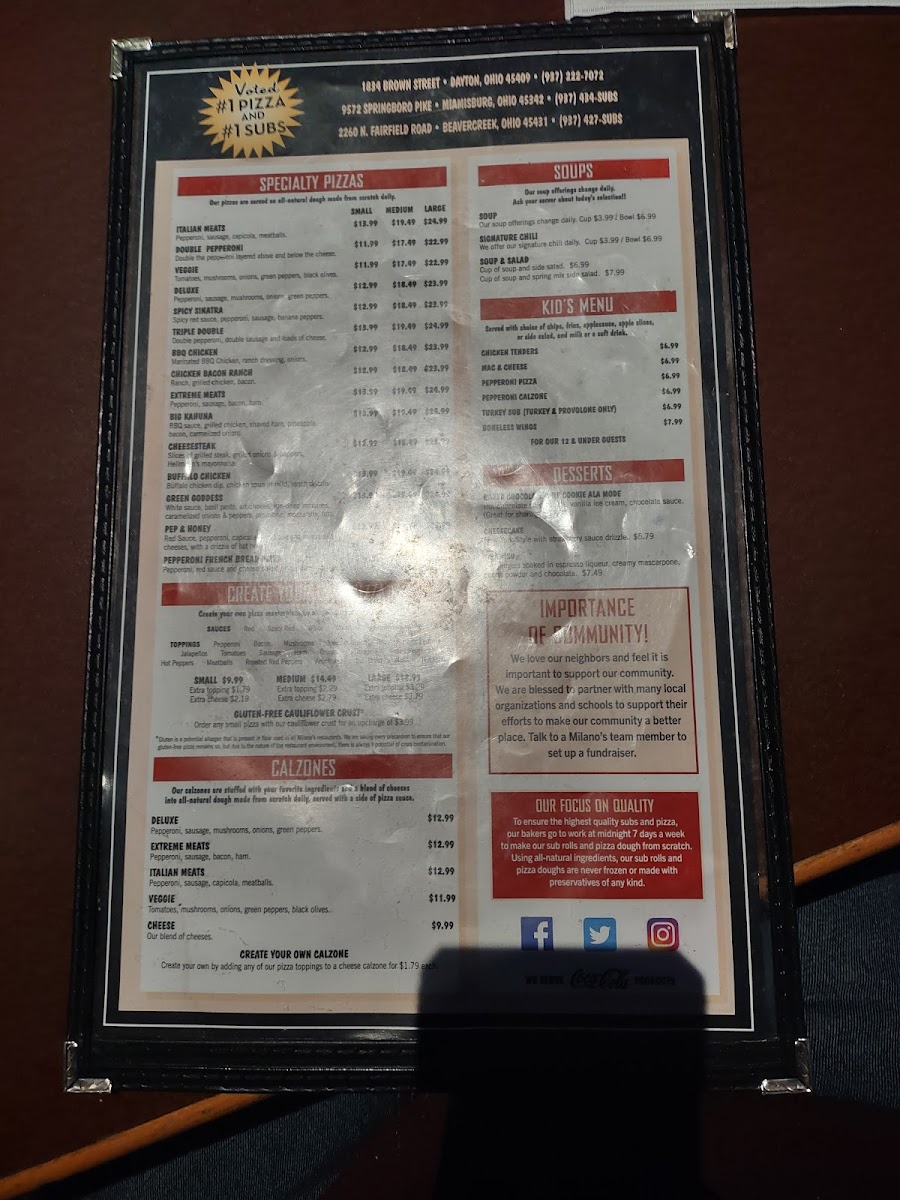 Menu Milano's Pizza, Subs & Taps (Beavercreek)-6