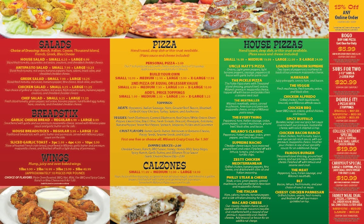 Menu Milano's Pizza-2