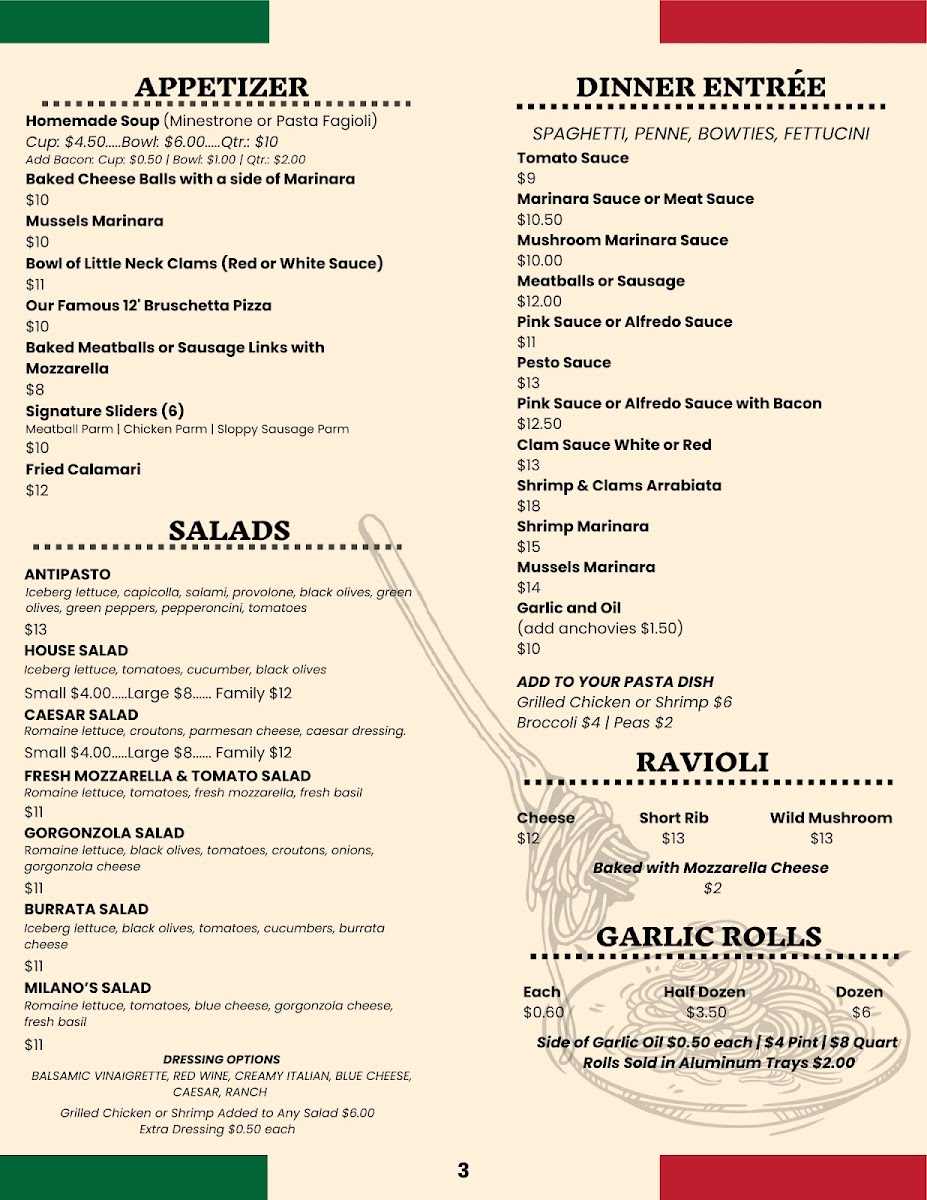 Menu Milano's Pizzas-4
