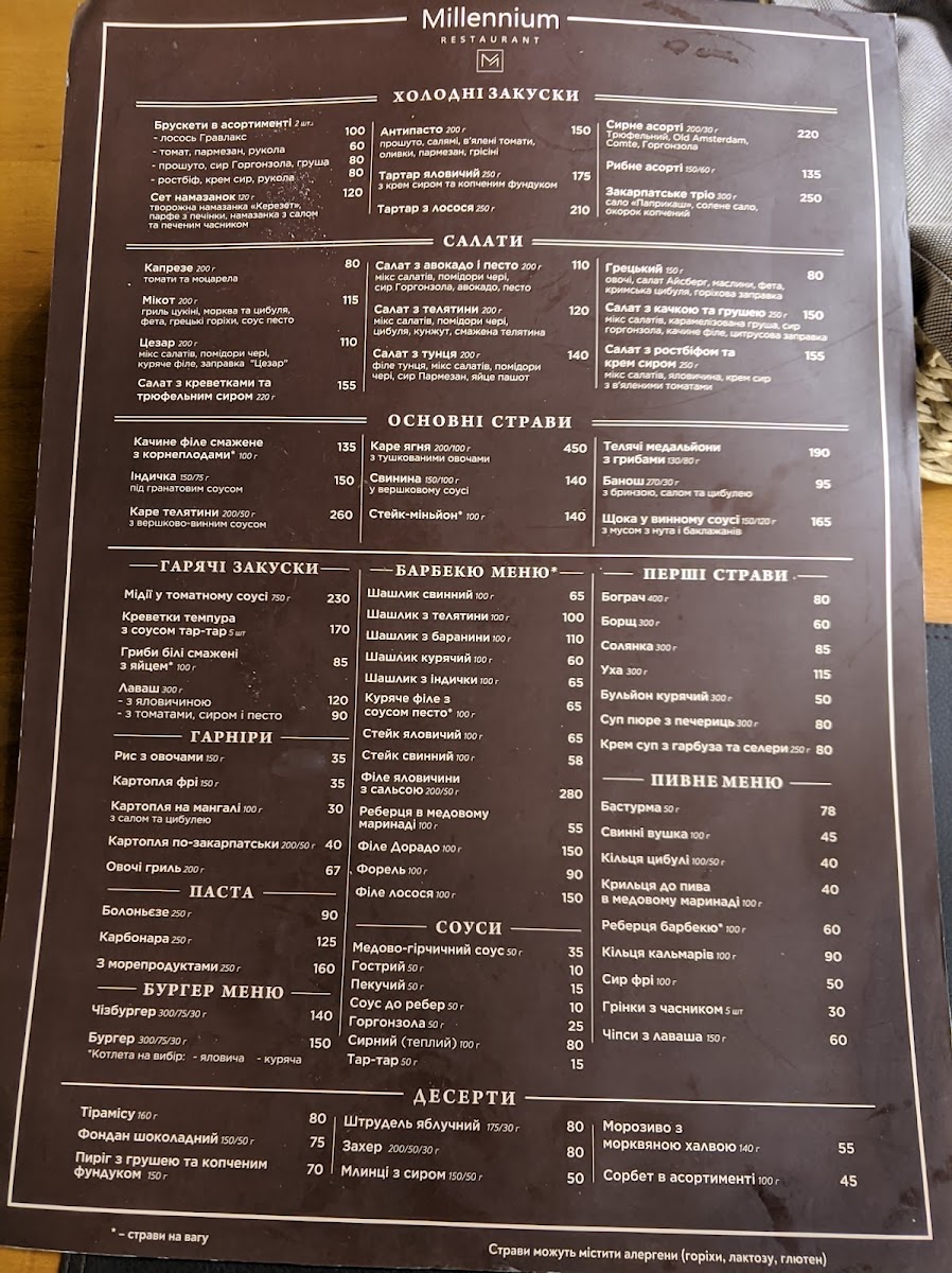 Menu Milenium-1