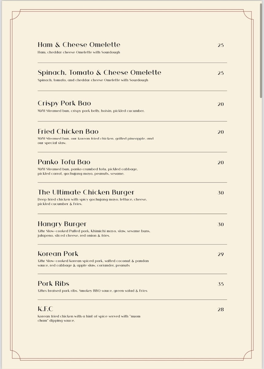 Menu Milk & Honey Restaurant-1