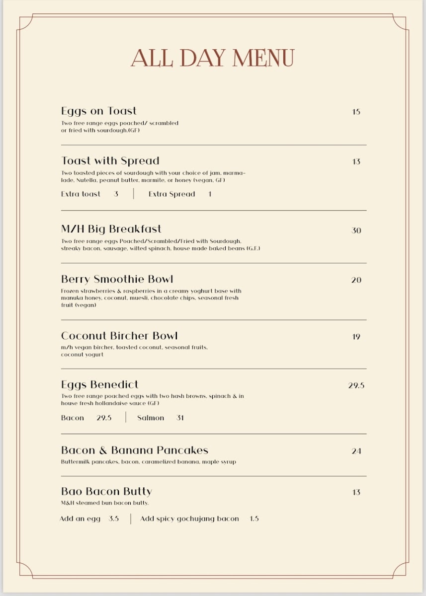 Menu Milk & Honey Restaurant-2