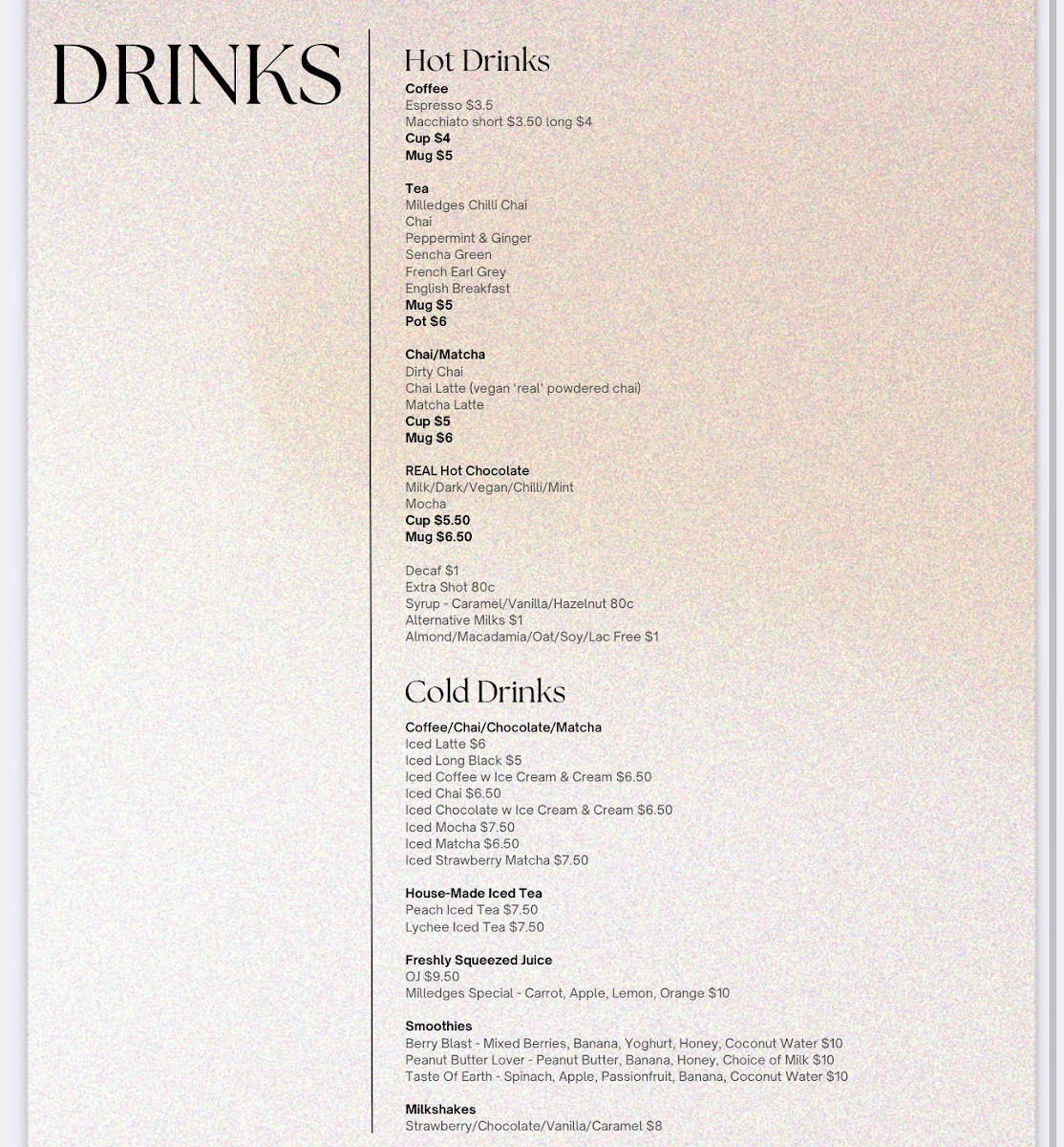 Menu Milledge's Café-2