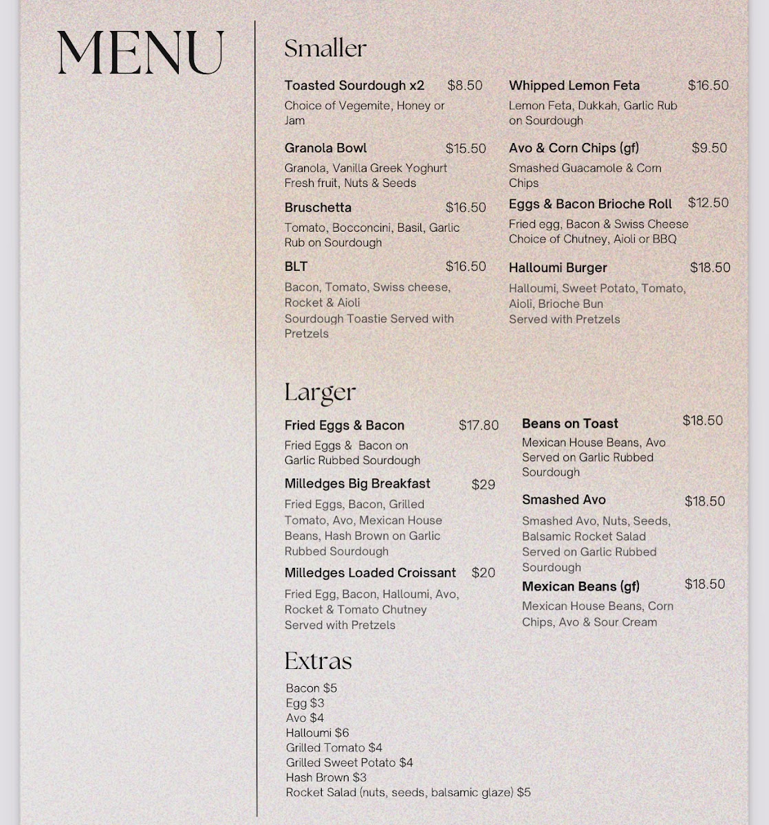 Menu Milledge's Café-3