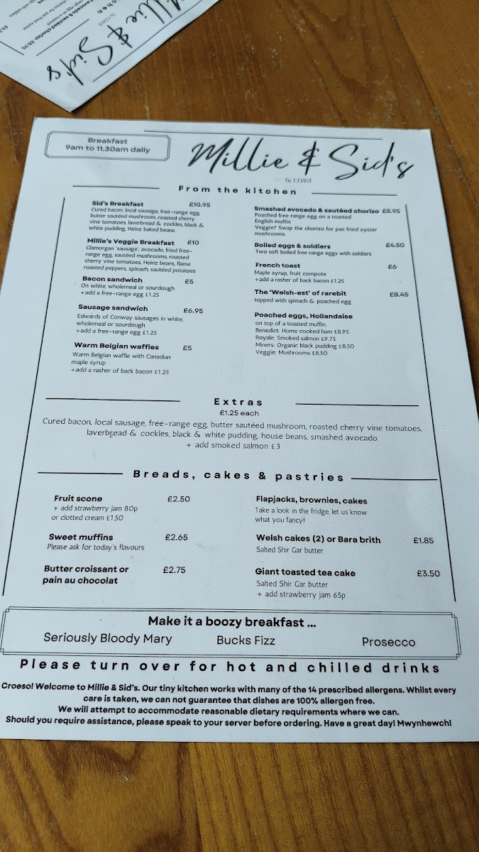 Menu Millie & Sid's-1
