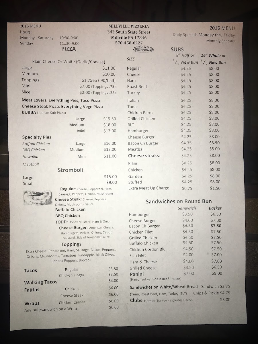 Menu Millville Pizzeria-3