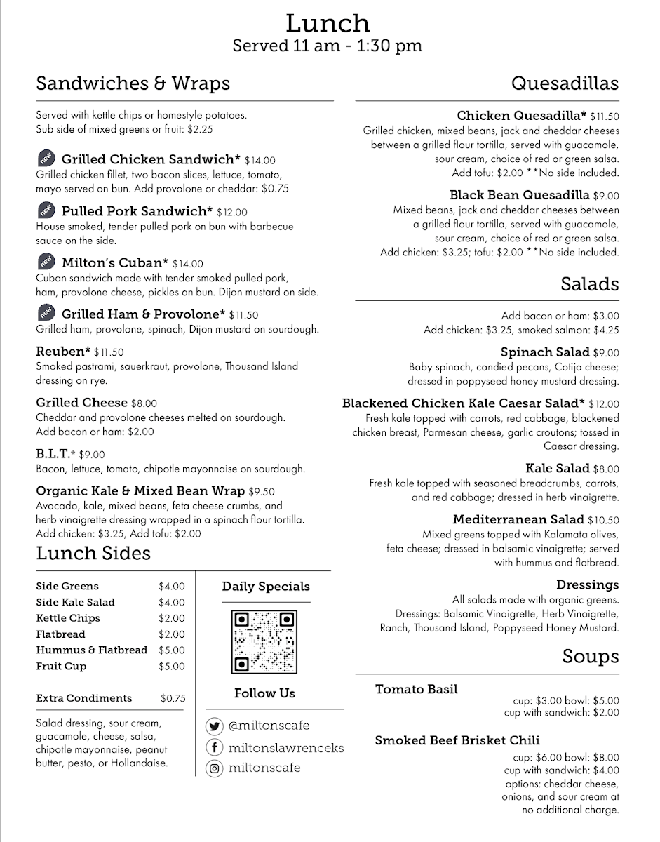 Menu Milton's Café-3