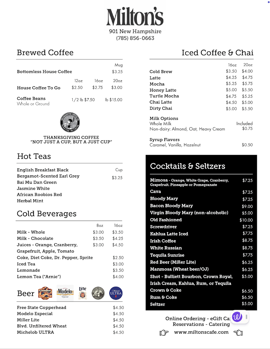Menu Milton's Café-4