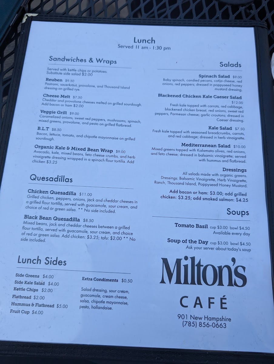 Menu Milton's Café-5