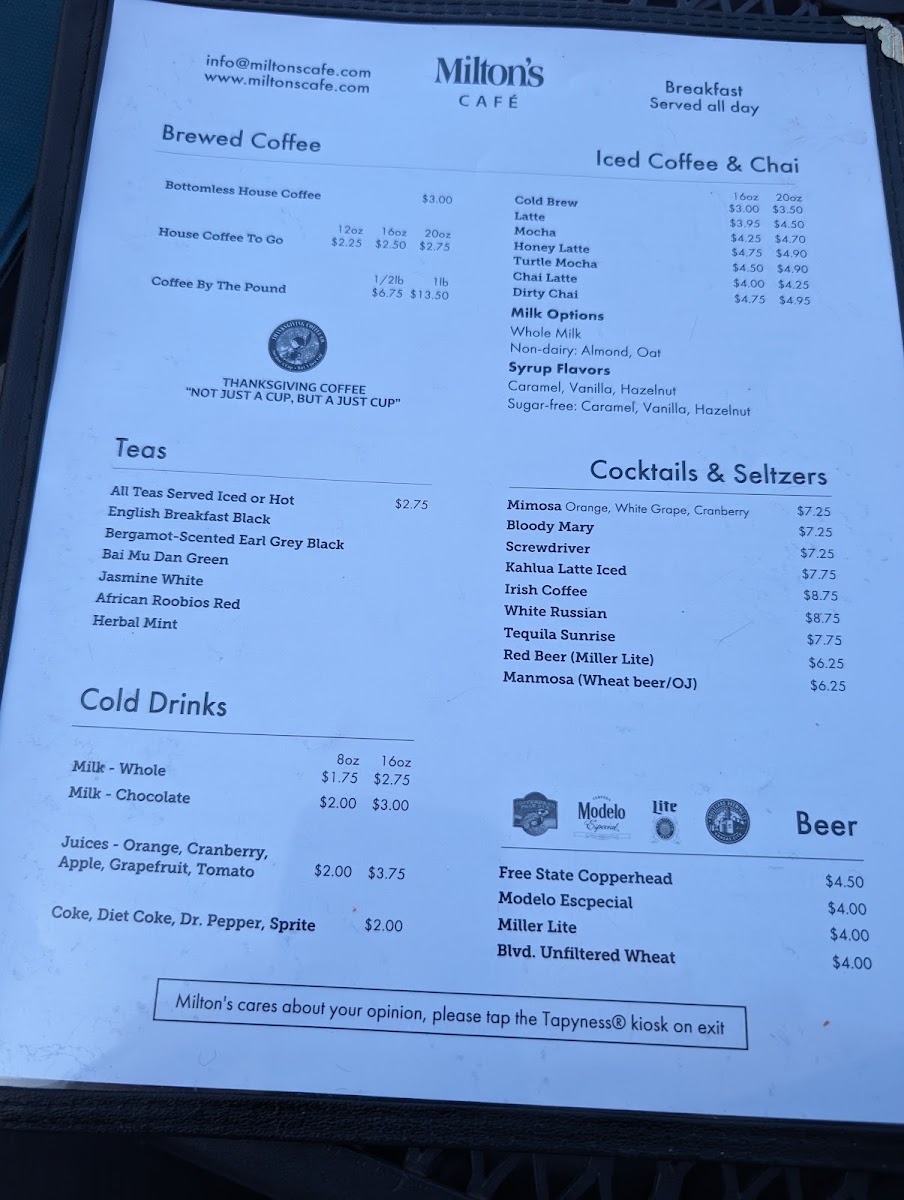 Menu Milton's Café-6