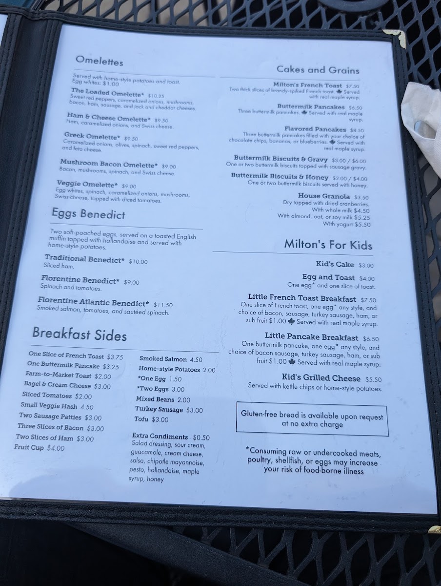 Menu Milton's Café-7