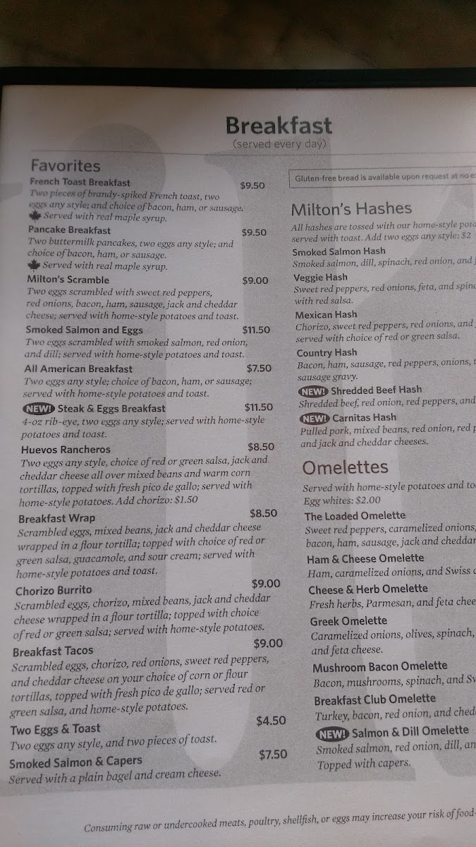Menu Milton's Café-9
