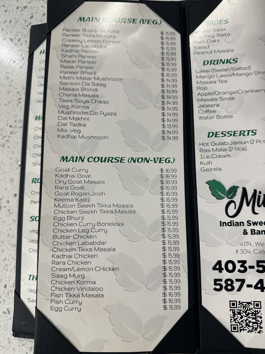 Menu Mint Leaf Indian Sweets Restaurant And Banquet Hall-2