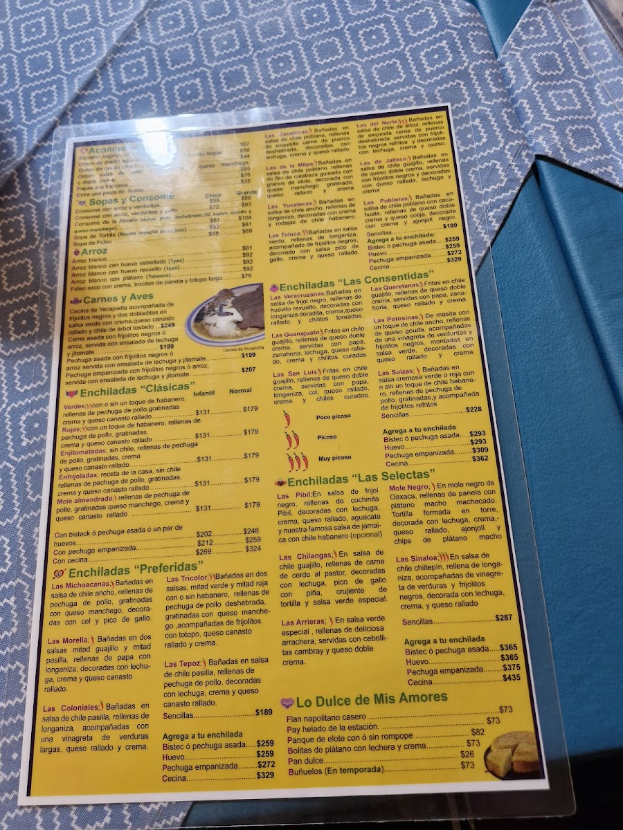 Menu Mis Amores Enchiladas De Nuestro México-1
