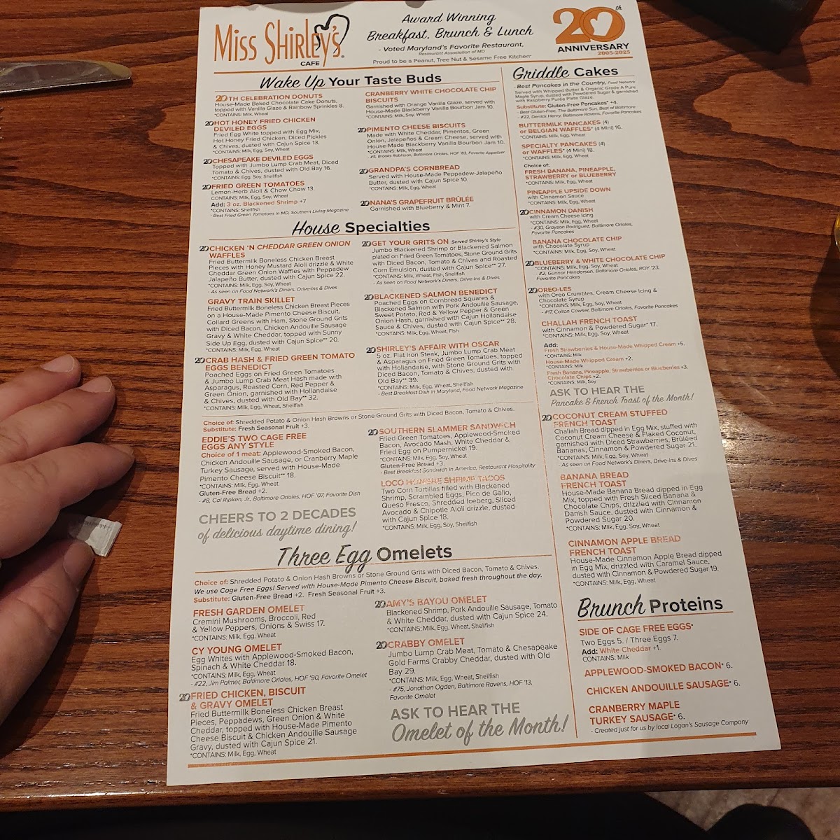 Menu Miss Shirley's Cafe, Roland Park-1