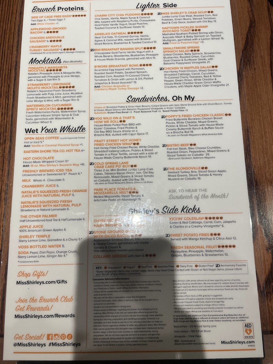 Menu Miss Shirley's Cafe, Roland Park-3