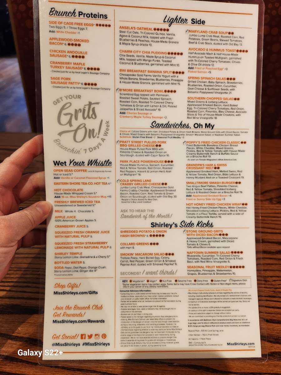Menu Miss Shirley's Cafe, Roland Park-9