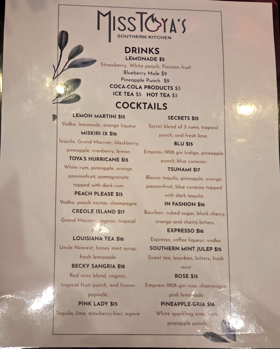 Menu Miss Toya's Southern Kitchen-1