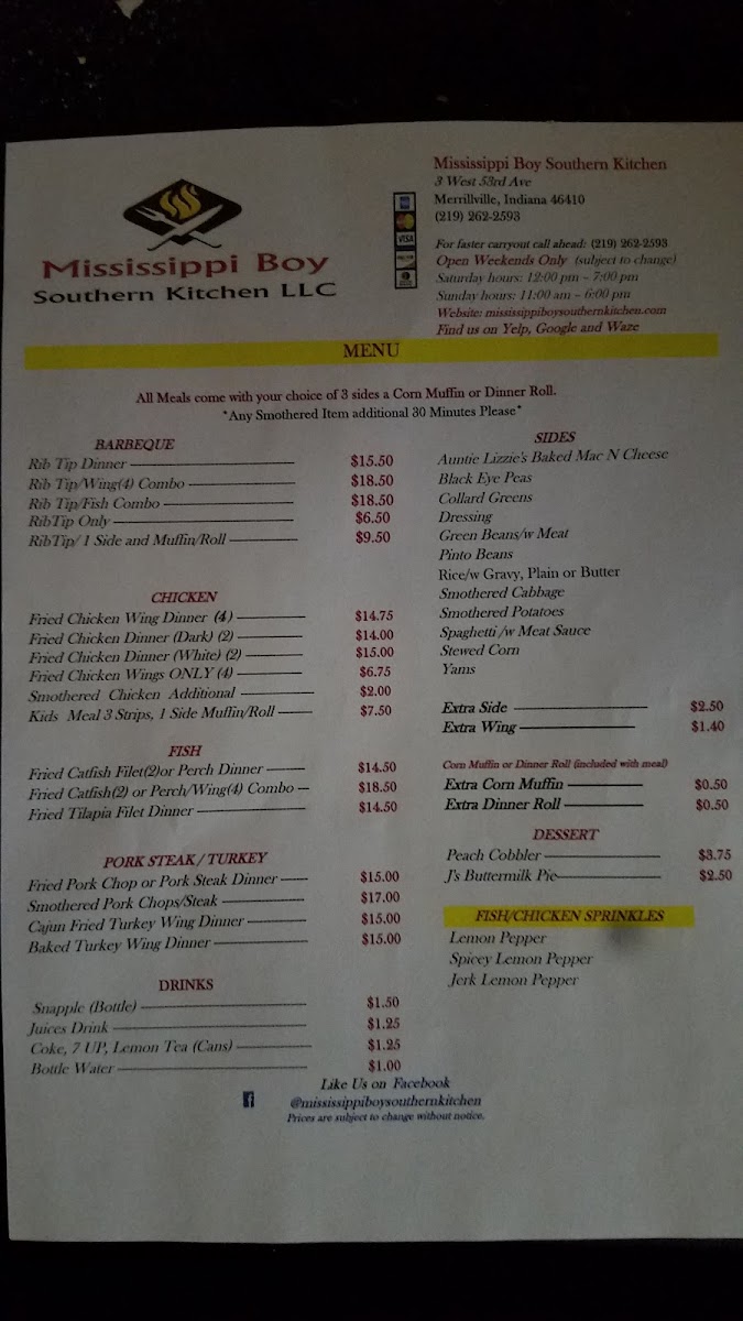 Menu Mississippi Boy Southern Kitchen-2