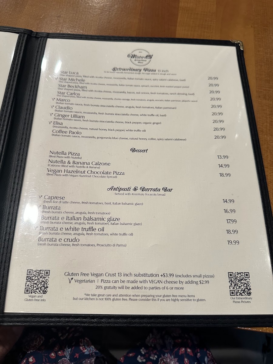 Menu Mister O1 Extraordinary Pizza - South Beach-10