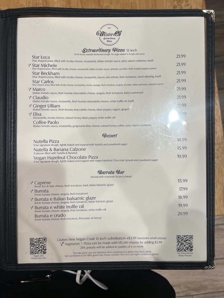 Menu Mister O1 Extraordinary Pizza - South Beach-3