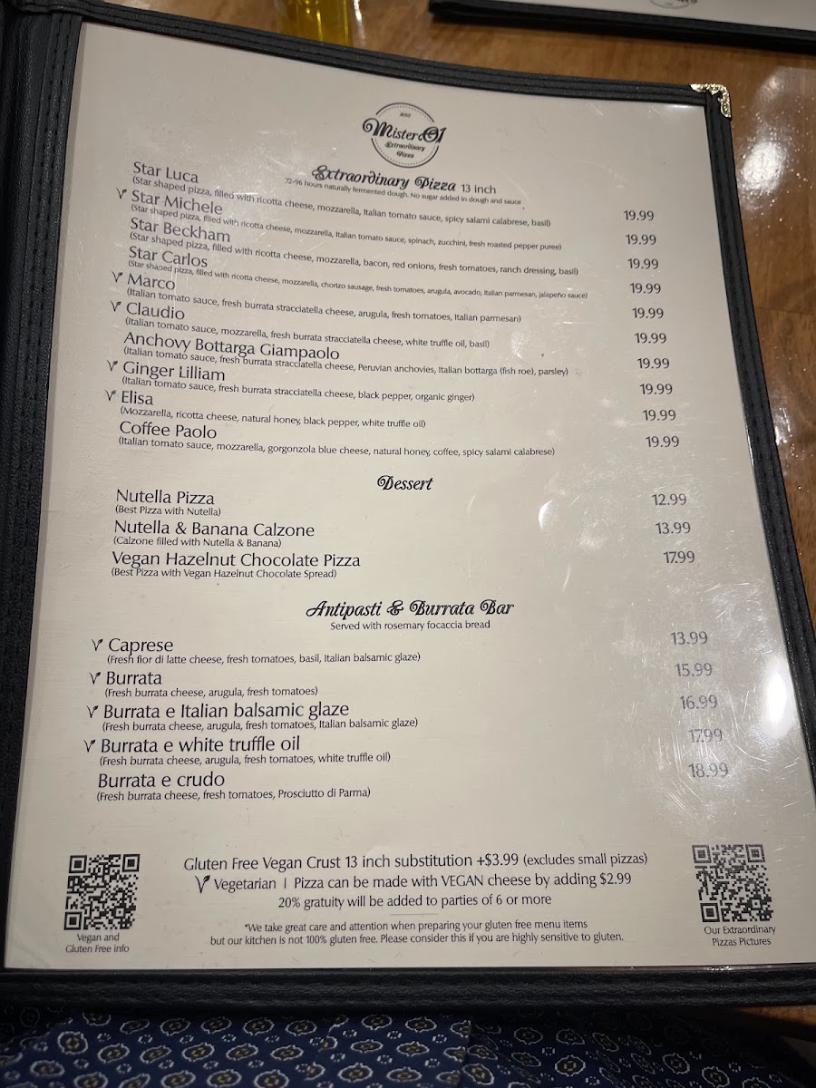 Menu Mister O1 Extraordinary Pizza - South Beach-6